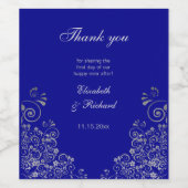 Personalisierte Elegant Wedding Blue Gray Vielen D Weinetikett (Einzelnes Label)