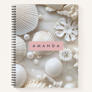 Personalisierte Elegant White Seashell and Pearl Notizblock