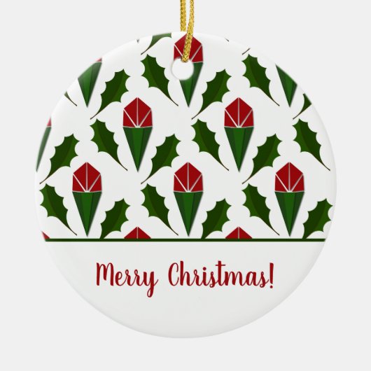 Personalisierte elegante Abstrakte Rote Rosen und Keramik Ornament (Vorne)