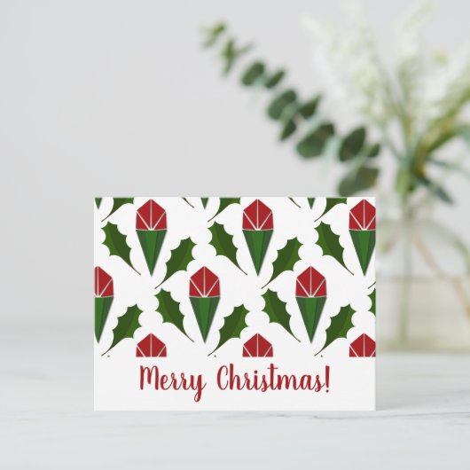 Personalisierte elegante Abstrakte Rote Rosen und Postkarte (Stehend Vorderseite)