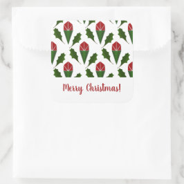 Personalisierte elegante Abstrakte Rote Rosen und  Quadratischer Aufkleber