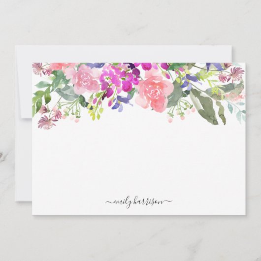 Personalisierte elegante Aquarellfarben - Blumenka Mitteilungskarte (Vorderseite)