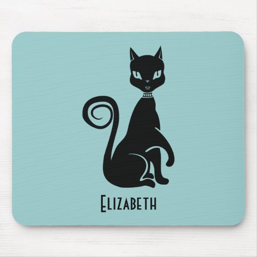 Personalisierte Elegante Black Cat Mousepad (Vorne)