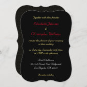 Personalisierte, elegante Black Gold Silver Weddin Einladung (Vorne/Hinten)