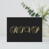 Personalisierte elegante Black Gold UAWG Wedding RSVP Karte (Stehend Vorderseite)