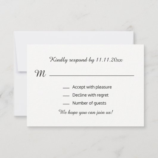 Personalisierte elegante Black Gold UAWG Wedding RSVP Karte (Rückseite)