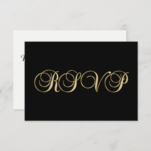 Personalisierte elegante Black Gold UAWG Wedding RSVP Karte (Vorne/Hinten)