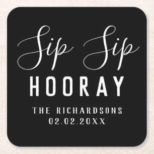 Personalisierte Elegante Black Sip Rechteckiger Pappuntersetzer