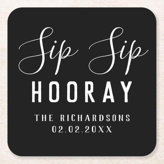 Personalisierte Elegante Black Sip Rechteckiger Pappuntersetzer (Vorderseite)