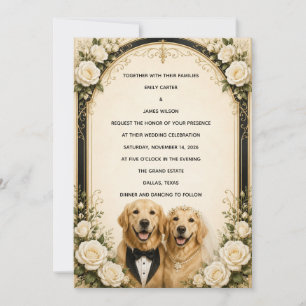 Personalisierte Elegante Black Tie Golden Retrieve Einladung