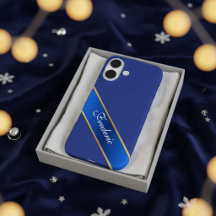 Personalisierte elegante blaue und goldene iPhone-