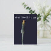 Personalisierte Elegante Blume auf Black Get Well Postkarte (Stehend Vorderseite)