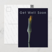 Personalisierte Elegante Blume auf Black Get Well Postkarte (Vorne/Hinten)