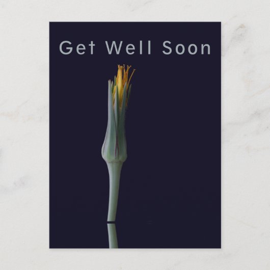 Personalisierte Elegante Blume auf Black Get Well Postkarte (Vorderseite)