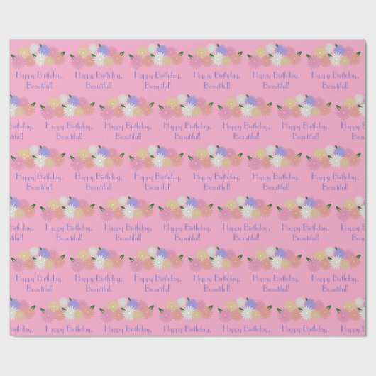 Personalisierte, elegante Blume, rosa Geschenkpapier (Flach)