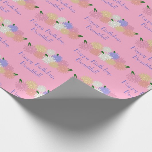 Personalisierte, elegante Blume, rosa Geschenkpapier (Ecke)