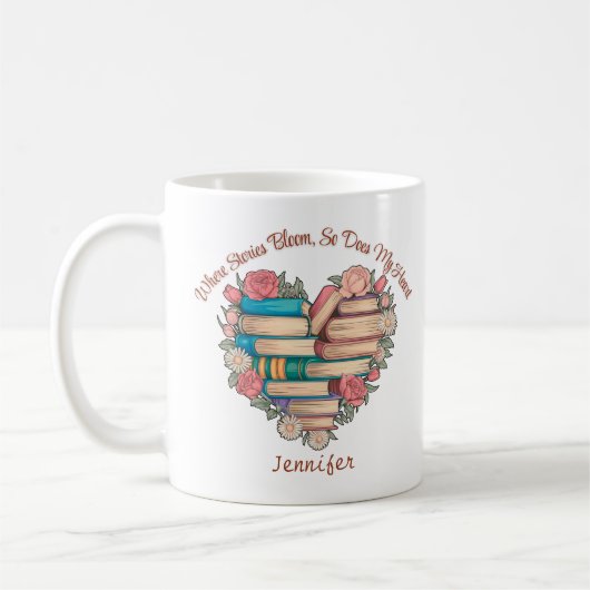 Personalisierte Elegante Blumenbücher Tasse (Links)