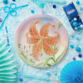 Personalisierte elegante botanische Tigerlilie Pappteller (Party)