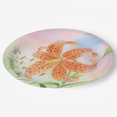Personalisierte elegante botanische Tigerlilie Pappteller (Schrägansicht)
