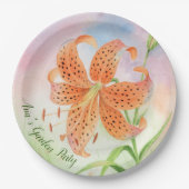 Personalisierte elegante botanische Tigerlilie Pappteller (Vorderseite)