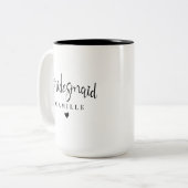 Personalisierte elegante Bridesmaid Hochzeitskaffe Zweifarbige Tasse (Vorderseite Links)