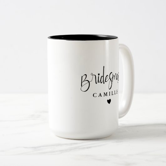 Personalisierte elegante Bridesmaid Hochzeitskaffe Zweifarbige Tasse (VorderseiteRechts)