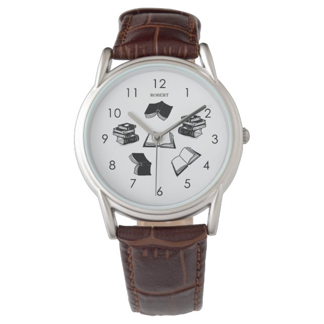 Personalisierte, elegante Buchleute Bibliophile Bu Armbanduhr (Vorderseite)