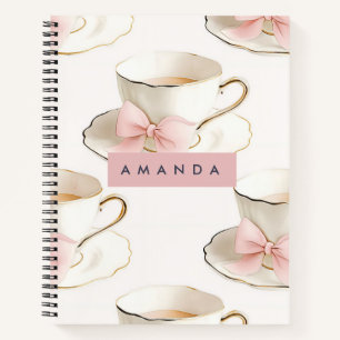 Personalisierte elegante Coquette-Muster-Teetasse Notizblock