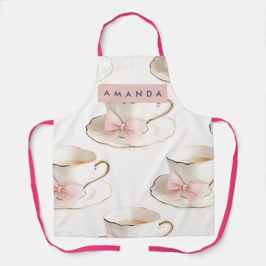 Personalisierte elegante Coquette-Muster-Teetasse Schürze (Vorderseite)