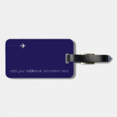 Personalisierte, elegante, dunkelblaue Reise Gepäckanhänger (Rückseite horizontal)