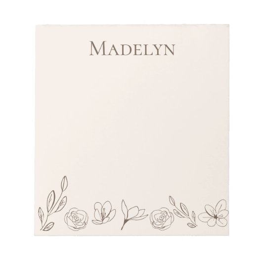 Personalisierte, elegante, einfache, neutrale Farb Notizblock (Vorderseite)