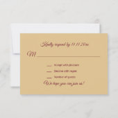 Personalisierte Elegante Fall Burgundy UAWG Weddin RSVP Karte (Rückseite)