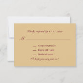 Personalisierte Elegante Fall Burgundy UAWG Weddin RSVP Karte (Rückseite)
