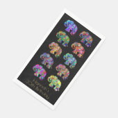 Personalisierte Elegante farbenfrohe Elefanten auf Serviette (Ecke)