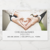 Personalisierte elegante Foto Typografie Wedding M Schaumweinetikett (Einzelnes Label)