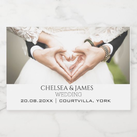 Personalisierte elegante Foto Typografie Wedding M Schaumweinetikett (Einzelnes Label)