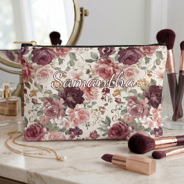 Personalisierte elegante französische Blumen-Kosme Zubehörtasche