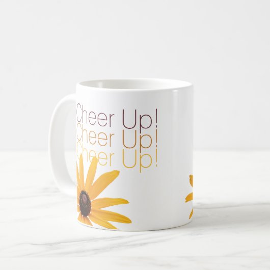 Personalisierte elegante gelbe Blume aufheitern br Kaffeetasse (Vorderseite Links)