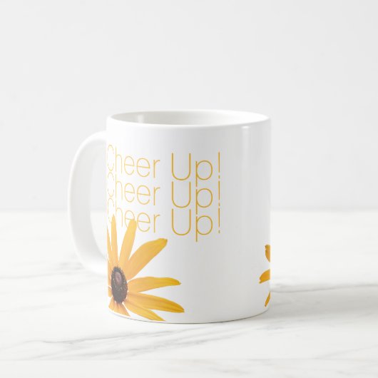 Personalisierte elegante gelbe Blume aufheitern Kaffeetasse (Vorderseite Links)
