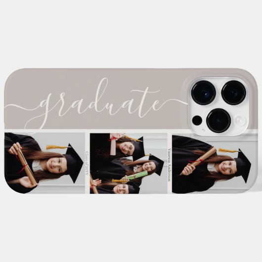 Personalisierte Elegante Graduate Script FotoColla Case-Mate iPhone Hülle (Rückseite (Horizontal))