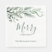 Personalisierte Elegante Hand Drawn Pine Weihnacht Serviette (Vorderseite)