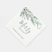 Personalisierte Elegante Hand Drawn Pine Weihnacht Serviette (Ecke)