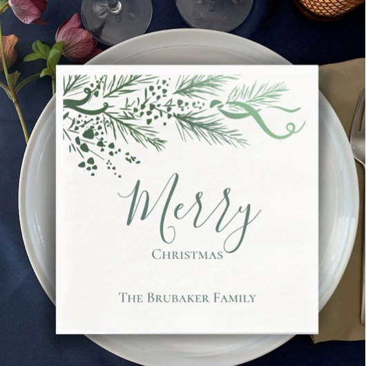 Personalisierte Elegante Hand Drawn Pine Weihnacht Serviette