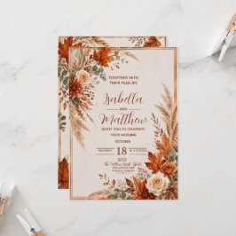 Personalisierte elegante Herbst-Hochzeitseinladung Einladung