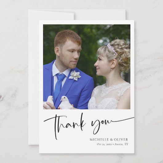 Personalisierte Elegante Hochzeit Dankescharte Dankeskarte (Vorderseite)