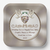 Personalisierte, elegante Hochzeitspapier-Teller, Pappteller (Vorderseite)