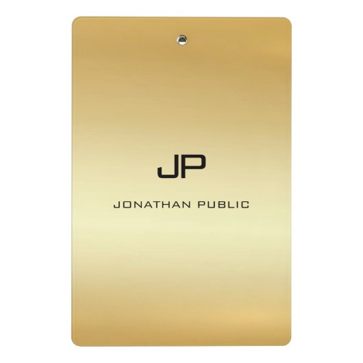 Personalisierte elegante Imitat Gold Modern Monogr Mini Klemmbrett (Rückseite)