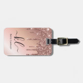 Personalisierte Elegante Imitats Rose Gold Glitzer Gepäckanhänger (Vorderseite horizontal)