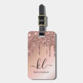 Personalisierte Elegante Imitats Rose Gold Glitzer Gepäckanhänger (Vorderseite vertikal)