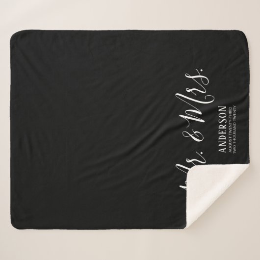 Personalisierte Elegante Kalligraphie Mr. & Mrs. Sherpadecke (Vorderseite (Horizontal))